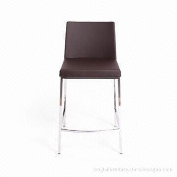 High Bar Stool, Made of PU/Fabric and Chrome Frame with Pedal